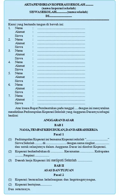 Akta Pendirian Koperasi Sekolah